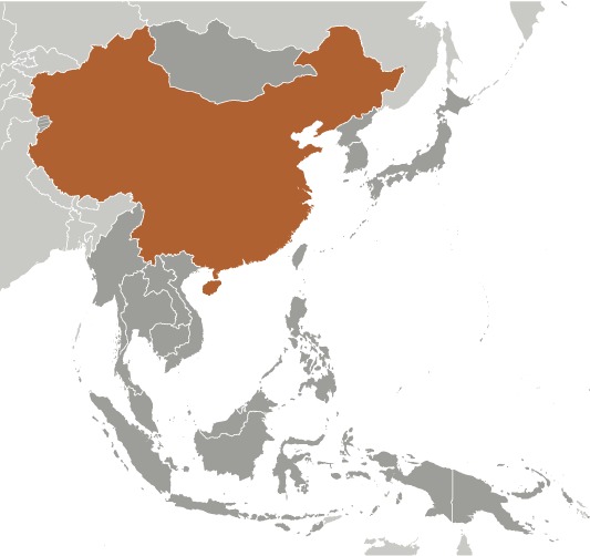 China in world map